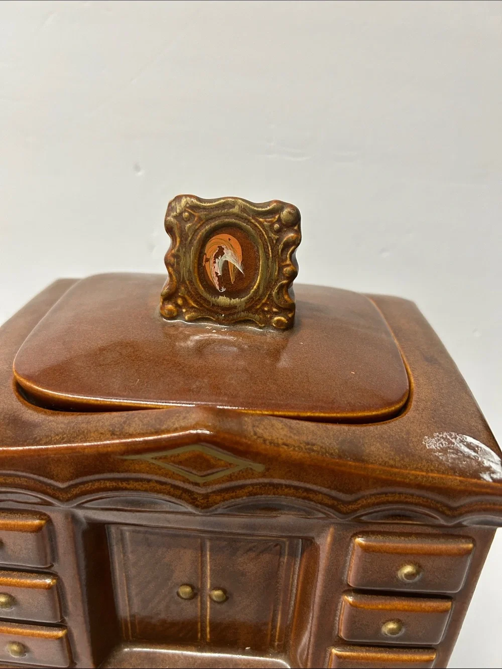 Vintage Brown McCoy 1960s Ceramic Cookie Jar - Cabinet Design